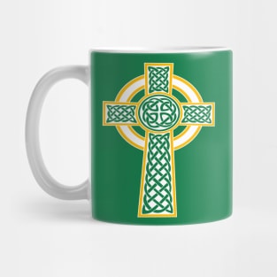 St Patrick's Day Celtic Cross White And Orange Mug